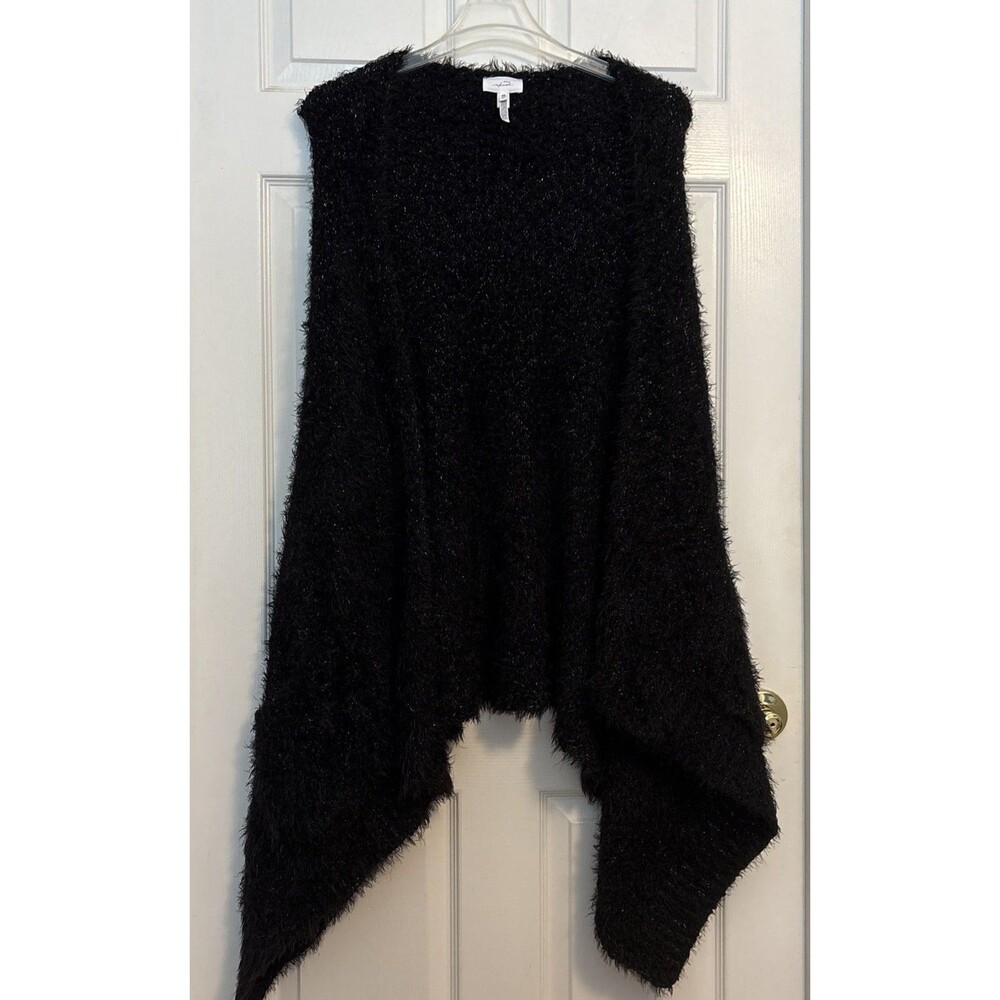 Soma Wknd Cozy Lounge Wrap  Black Sparkle Eyelash Knit Shawl  Pockets, Size OSFM